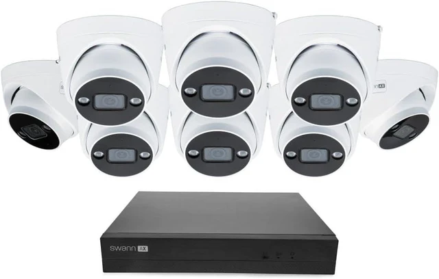 Main image of Swann AdvancedX Wired NVR 4K Security Camera System, 8 Channels, 8 PoE Dome Cameras Outdoor, 1TB HDD Storage, Color Night Vision, Smart AI Video Analytics/Alerts, Advanced Motion Detect