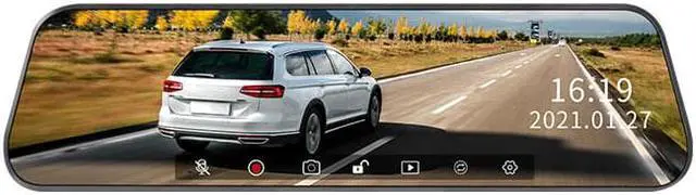 Alt view image 2 of 7 - Mercylion M9661 Mirror Dash Cam 9.66" 1080P Front and Rear View Mirror Camera Waterproof Backup Camera, Night Vision, Parking Mode, Touch Screen, voice control Fuse Box Wire
