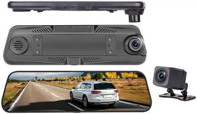 Alt view image 7 of 7 - Mercylion M9661 Mirror Dash Cam 9.66" 1080P Front and Rear View Mirror Camera Waterproof Backup Camera, Night Vision, Parking Mode, Touch Screen, voice control Fuse Box Wire