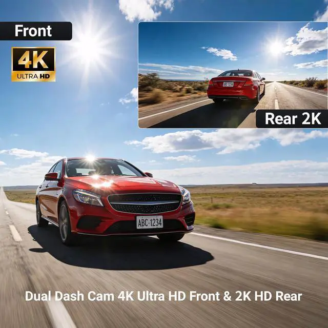Alt view image 5 of 7 - Mercylion G376 4K+2K Car Dash Cam Front and Rear for Ford F-150 F-250 Raptor 2021-2025,OEM Factory Look, UHD 3840P Video, Built-in WiFi & APP,FREE128G