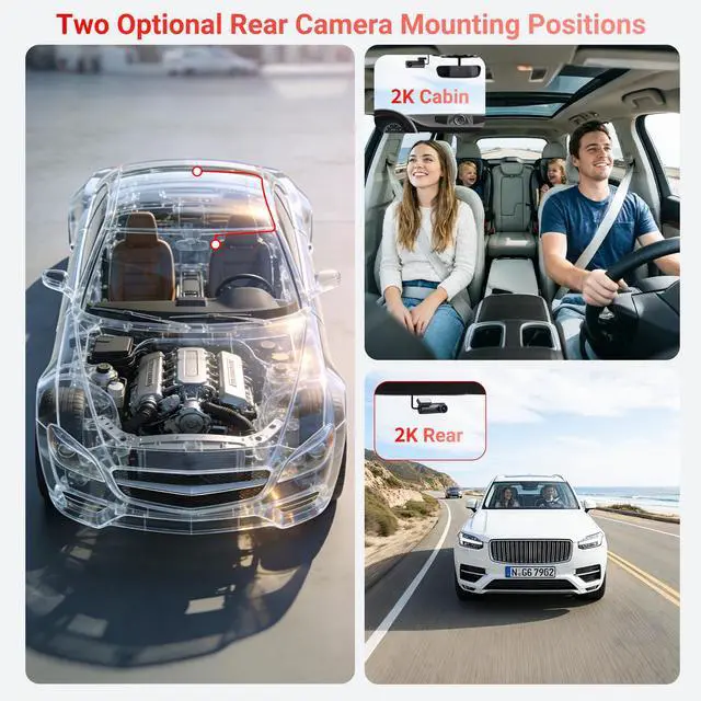 Alt view image 7 of 7 - Mercylion G376 4K+2K Car Dash Cam Front and Rear for Ford F-150 F-250 Raptor 2021-2025,OEM Factory Look, UHD 3840P Video, Built-in WiFi & APP,FREE128G