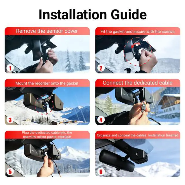 Alt view image 3 of 7 - Mercylion G376 4K+2K Car Dash Cam Front and Rear for Ford F-150 F-250 Raptor 2021-2025,OEM Factory Look, UHD 3840P Video, Built-in WiFi & APP,FREE128G