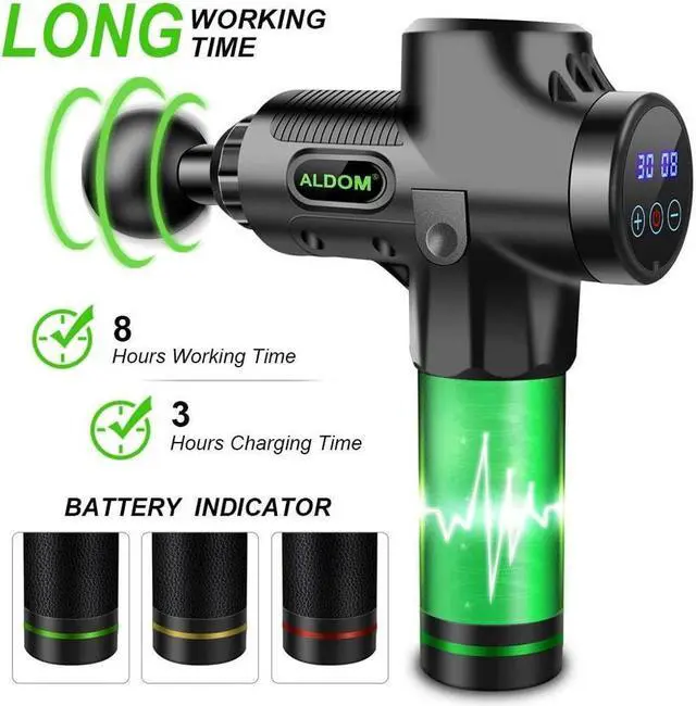 Alt view image 3 of 7 - KEHIPI Massage Gun Muscle Massager Deep Tissue Percussion Massager Cordless 30 Speed Level Professional Handheld Electric Body Massager Sports Drill with 6 Heads Helps Relieve Muscle Soreness