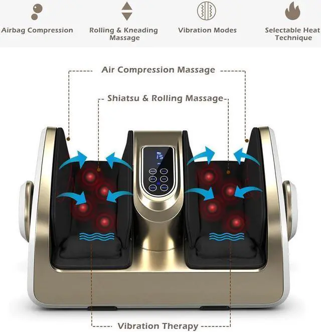 Alt view image 4 of 7 - KEHIPI Foot Calf Shiatsu Massager w/ Heat & Remote Control Air Compression Reflexology