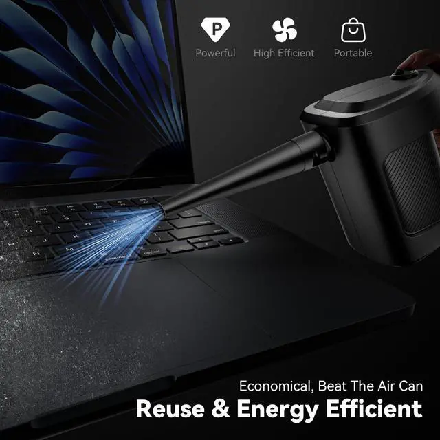 Alt view image 4 of 7 - Electric Air Duster 550W  Powerful Compressed Air Blower for PC, Laptop, Electronics, Home Cleaning  Replaces Canned Air, Datavac Alternative