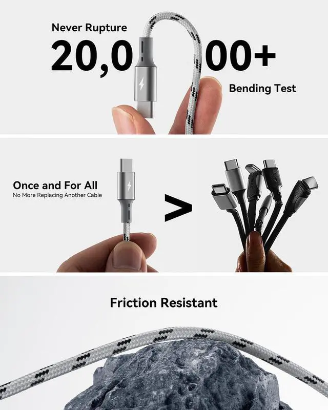 Alt view image 7 of 7 - KEHIPI Multi Charging Cable 2Pack 1Ft Short Multi Charging Cord Braided 4 in 1 Multiple USB Cable Charger Cable with Lightning/Type C/Micro USB Port for Cell Phone, iPhone, Galaxy, PS, Tablets