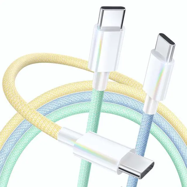 Main image of KEHIPI USB C Cable, 3 Pack 6FT 60W USB C to USB C Charger Cable 48 Strand Braided Colorful Type C Fast Charging Cable Cord Compatible with iPhone16/15/Pro/Max/Plus/MacBook/iPad Pro/Air/Samsung/Android