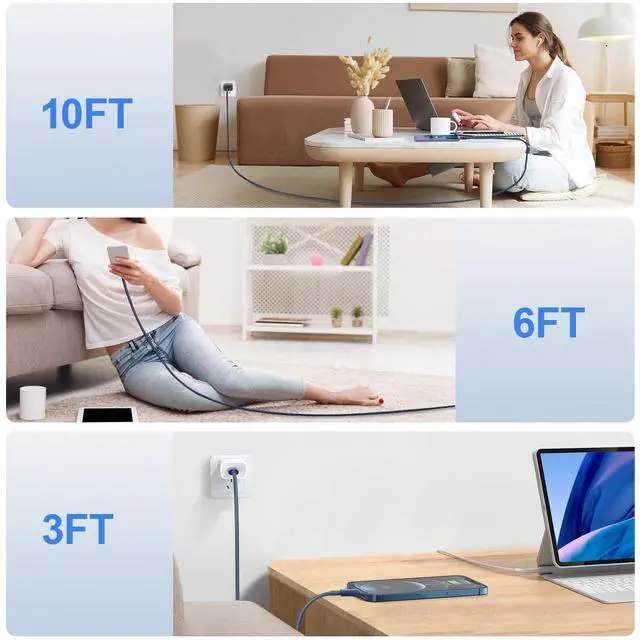 Alt view image 7 of 7 - KEHIPI USB C to ightning Cable 2Pack 10FT for iPhone Fast Charger CableMFi Certified Type C to ightning Charging Cord Compatible with iPhone 14 13 13 Pro Max 12 12 Pro Max 11 XS XR X 8 iPad, Blue