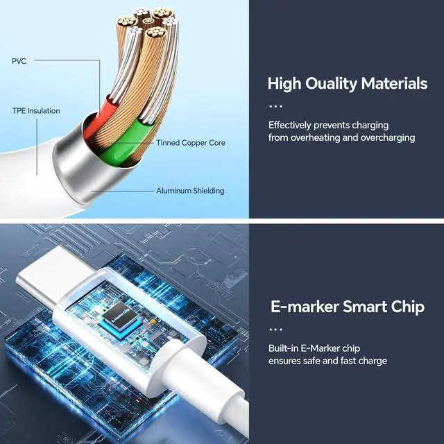 Alt view image 5 of 7 - KEHIPI 60W USB C to USB C Cable 2 Pack 6.6ft USB C Charger Cable for Android/Laptop, Type C Fast Charging Cable C Charger Cord Compatible with iPhone 16/15/Pro/Max/Plus/MacBook/iPad Pro/Air/Samsung