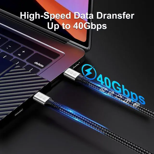 Alt view image 2 of 7 - KEHIPI 240W Thunderbolt 4 Cablle 6ft USB C Thunderbolt 4 Cable Monitor Cable Supports 40Gbps Data Transfer and Single 8K/Dual 4K Video Compatible with Thunderbolt 4/3 Monitor, Hub, Docking Stations