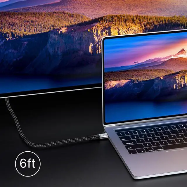 Alt view image 6 of 7 - KEHIPI 240W Thunderbolt 4 Cablle 6ft USB C Thunderbolt 4 Cable Monitor Cable Supports 40Gbps Data Transfer and Single 8K/Dual 4K Video Compatible with Thunderbolt 4/3 Monitor, Hub, Docking Stations