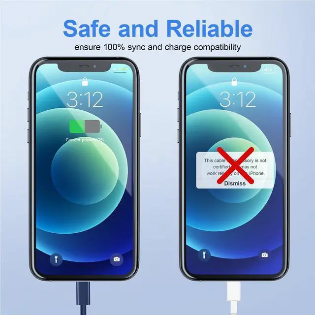 Alt view image 5 of 7 - KEHIPI USB C to ightning Cable 2Pack 10FT for iPhone Fast Charger CableMFi Certified Type C to ightning Charging Cord Compatible with iPhone 14 13 13 Pro Max 12 12 Pro Max 11 XS XR X 8 iPad, Blue