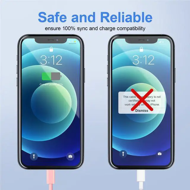 Alt view image 5 of 7 - KEHIPI USB C to ightning Cable 2Pack 6FT for iPhone Fast Charger CableMFi Certified Type C to ightning Charging Cord Compatible with iPhone 14 13 13 Pro Max 12 12 Pro Max 11 XS XR X 8 iPad, Pink