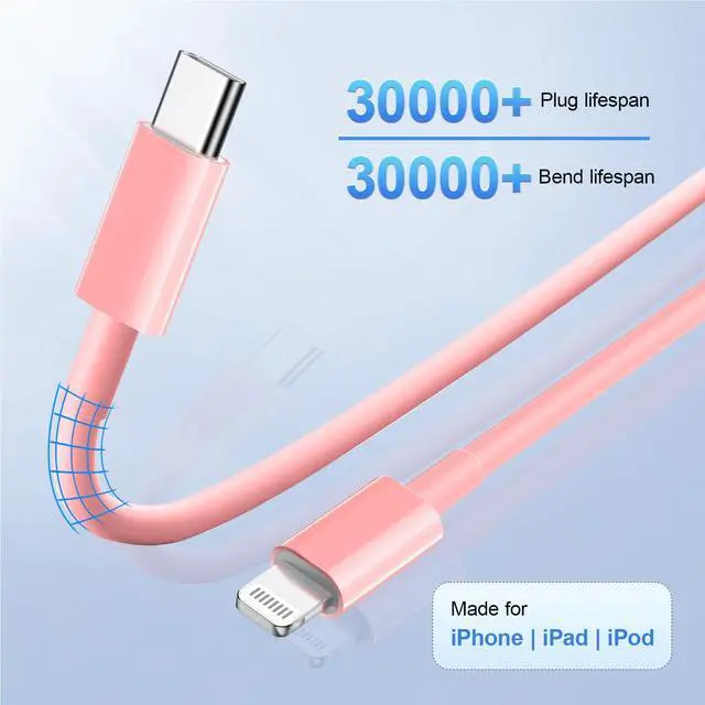 Alt view image 3 of 7 - KEHIPI USB C to ightning Cable 2Pack 6FT for iPhone Fast Charger CableMFi Certified Type C to ightning Charging Cord Compatible with iPhone 14 13 13 Pro Max 12 12 Pro Max 11 XS XR X 8 iPad, Pink