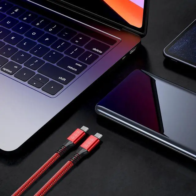 Alt view image 6 of 7 - KEHIPI Thunderbolt 4 Cable 6.6ft, USB C Thunderbolt 4 Monitor Cable, 40Gbps Data Transfer, Single 8K/Dual 4K Video, Compatible With Thunderbolt 4/3 Monitor, Hub, Docking Stations - Red