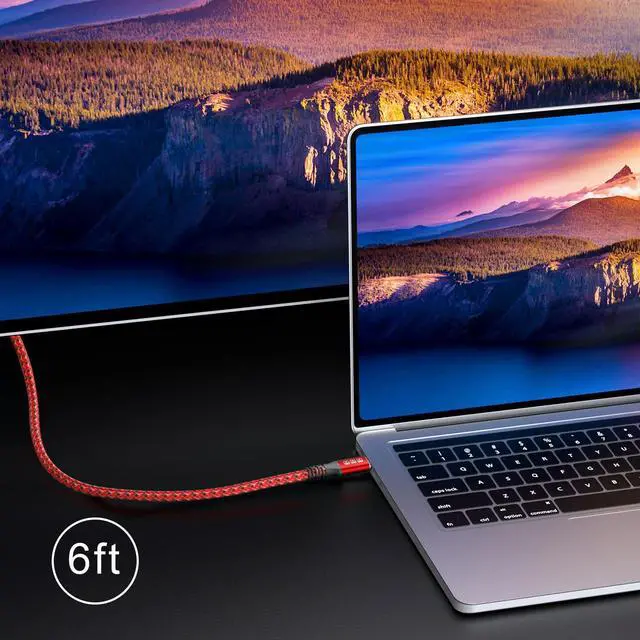 Alt view image 7 of 7 - KEHIPI Thunderbolt 4 Cable 6.6ft, USB C Thunderbolt 4 Monitor Cable, 40Gbps Data Transfer, Single 8K/Dual 4K Video, Compatible With Thunderbolt 4/3 Monitor, Hub, Docking Stations - Red