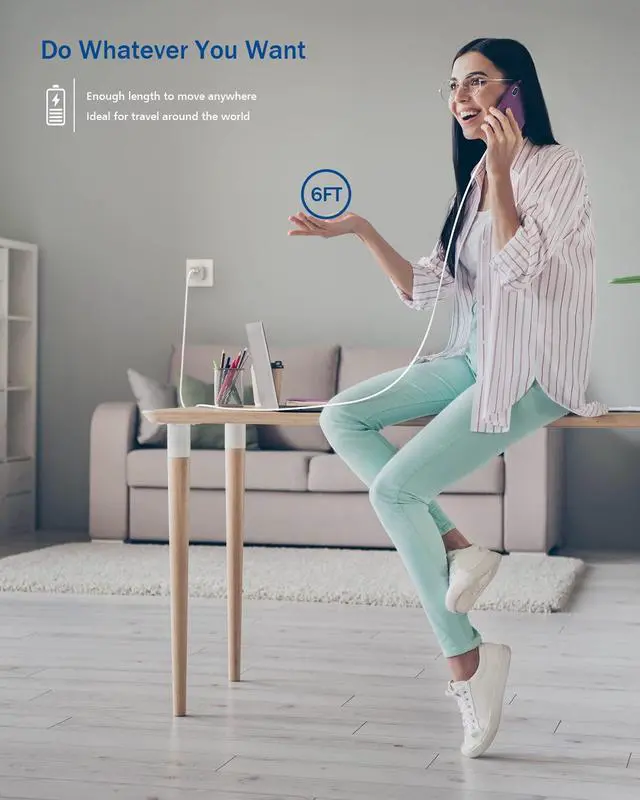 Alt view image 7 of 7 - KEHIPI iPhone Charger Cord 6FT, 2 Pack Lightning Cable Cube Phone Charging Transfer Cord Cable USB Plug Wall Charger Block Travel Adapter for iPhone 14/13/12/11/SE 2022/8/7/XS/XR/X/iPad