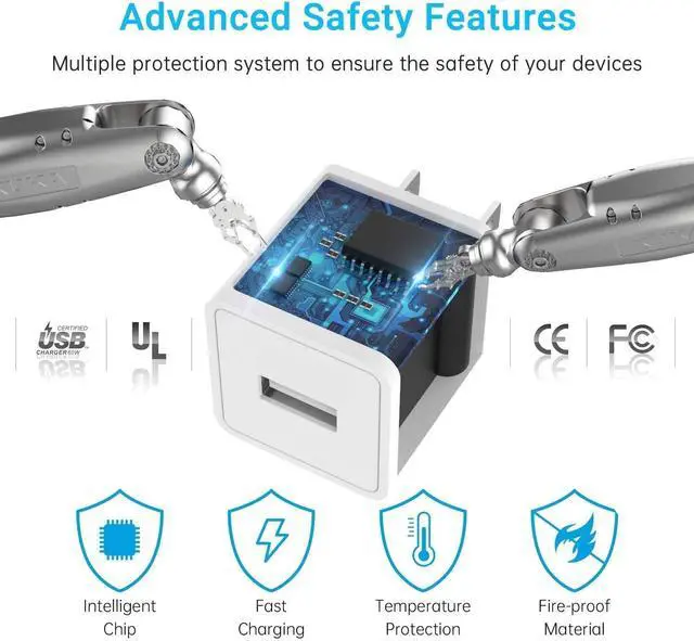 Alt view image 3 of 7 - KEHIPI iPhone Charger,  2 Pack 3FT Lightning Cable Cube Phone Charging Transfer Cord Cable with USB Plug Wall Charger Block Travel Adapter for iPhone 14/13/12/11/SE 2022/8/7/XS/XR/X/iPad