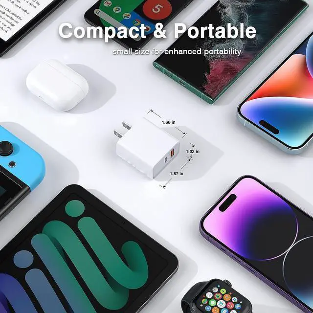 Alt view image 5 of 7 - KEHIPI iPhone 15 Fast Charger, 2Pack USB C Charger - 20W Dual Port PD Type C + QC3.0 USB A Fast Charging Brick Plug Adapter for iPhone 15 Pro Max/15 Plus/14/13/12/11/Pro Max/SE/X, iPad Pro (White)