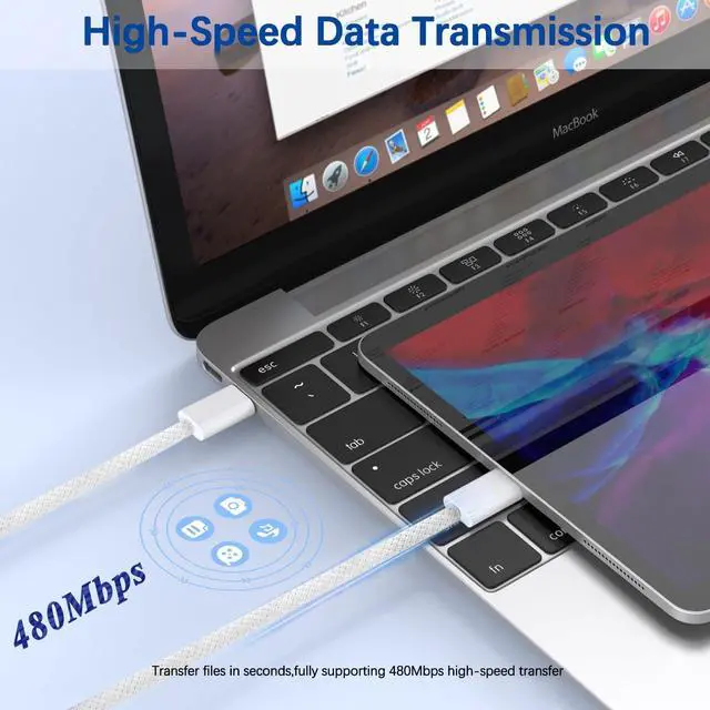 Alt view image 7 of 7 - KEHIPI 10FT Fast iPad Charger,iPad Charger Fast Charging 2Pack Wall Chargers Plug Adapter Woven Type C USB C to C Cable Cord for iPad Pro 13/12.9/11/,iPad Air 6/5th,i-Pad mini 6/A17 Pro,i-Pad 10/