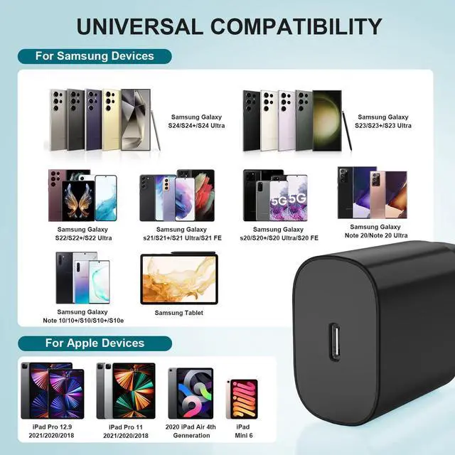 Alt view image 3 of 7 - for Samsung Galaxy Super Fast Charging Cord Type C Charger, 25w Android Phone Charger Block &10ft USBC to USB-C Cable for Galaxy S25/S24 Ultra/S24 S23 S22 S21 S20 (Ultra/Plus),iPad Pro/Air/Mini 2Pack