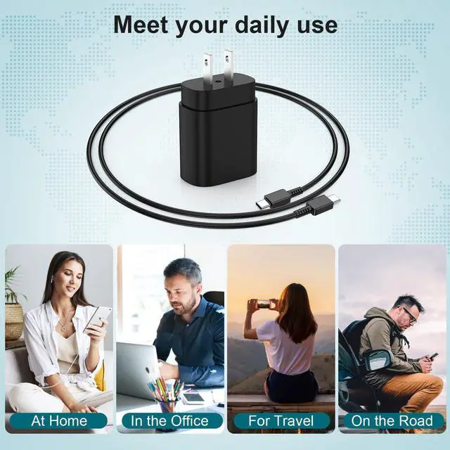 Alt view image 7 of 7 - for Samsung Galaxy Super Fast Charging Cord Type C Charger, 25w Android Phone Charger Block &10ft USBC to USB-C Cable for Galaxy S25/S24 Ultra/S24 S23 S22 S21 S20 (Ultra/Plus),iPad Pro/Air/Mini 2Pack