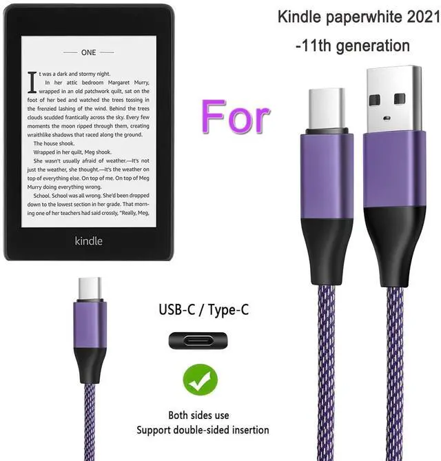 Alt view image 4 of 5 - KEHIPI 3A 6Ft USB C Fast Charging Cable for Charging New Kindle Paperwhite E-Reader 11th Generation 2021 Release,Kids Editon and Signature Edition, Amazon Kindle Paperwhite 5th Gen 2021 Charger Cord