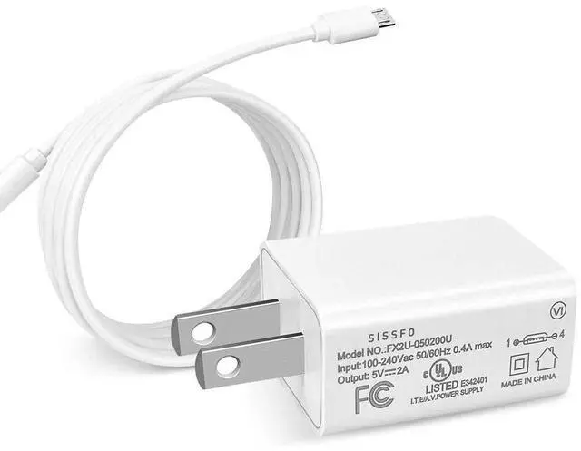 Main image of KEHIPI Micro Wall Charger Compatible with Samsung Galaxy Tab A 10.1 (2016), 8.0, 7.0, 9.7, Tab E, S2, Tab 4, 3, SM-T580/ 550/530/ 387/585/ 290/295 Tablet with 5Ft Charging Cable Cord (White)