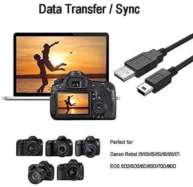 Alt view image 5 of 5 - KEHIPI Replacement for Canon Camera USB Cable Mini USB Data Transfer Cable Cord Compatible with Canon PowerShot/Rebel/EOS/DSLR Cameras and Camcorders (IFC-400PCU)