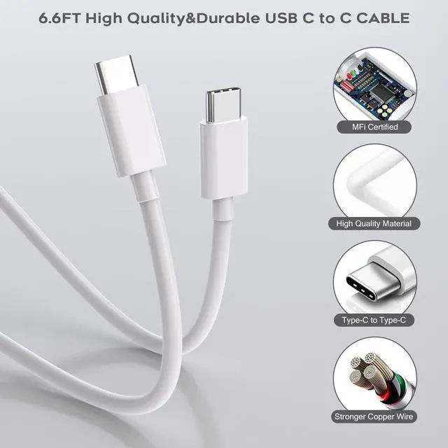 Alt view image 5 of 7 - KEHIPI iPhone 16 Charger Fast Charging,3 Pack 20 Watt Fast Type C,USB C to C Charger Block with 6 Feet USB C to Type C iPhone 15 Cord for Phone 16/16 Pro Max/iPad 10,iPad mini 6,iPad Air 5/4,Pad Pro