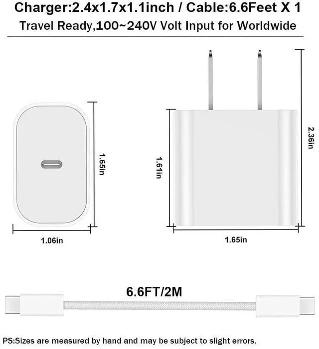 Alt view image 2 of 5 - KEHIPI  6.6Ft USB C Wall Charger for Sonos Roam & Sonos Roam 2 Speaker 20W Type C Adapter Charging Block with Power Cord Charging Cable (White)