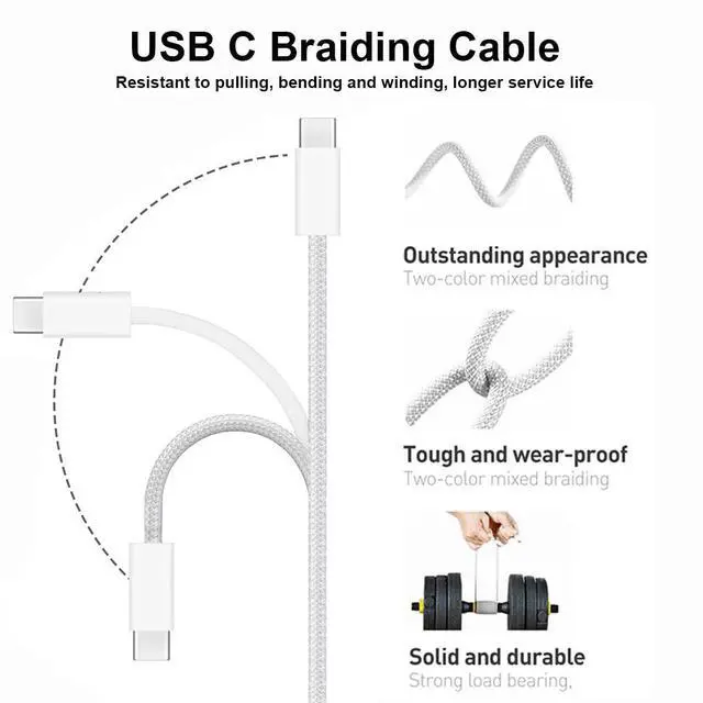 Alt view image 4 of 5 - KEHIPI  6.6Ft USB C Wall Charger for Sonos Roam & Sonos Roam 2 Speaker 20W Type C Adapter Charging Block with Power Cord Charging Cable (White)