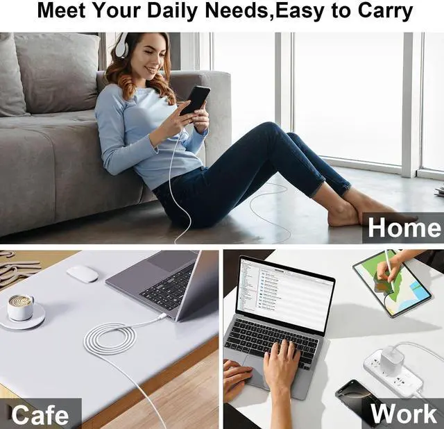 Alt view image 5 of 5 - KEHIPI  6.6Ft USB C Wall Charger for Sonos Roam & Sonos Roam 2 Speaker 20W Type C Adapter Charging Block with Power Cord Charging Cable (White)