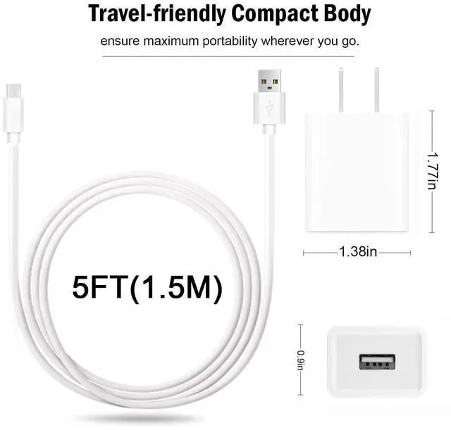 Alt view image 2 of 7 - KEHIPI Replacement Charger Adapter Micro USB Charging Cord Cable for Simplehuman 5 inch & 8 inch Round Sensor Makeup Mirror (5FT)