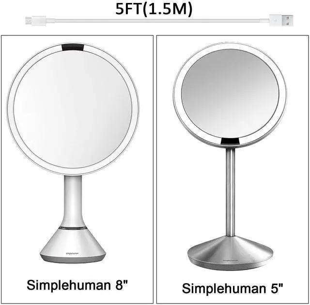 Alt view image 5 of 7 - KEHIPI Replacement Charger Adapter Micro USB Charging Cord Cable for Simplehuman 5 inch & 8 inch Round Sensor Makeup Mirror (5FT)