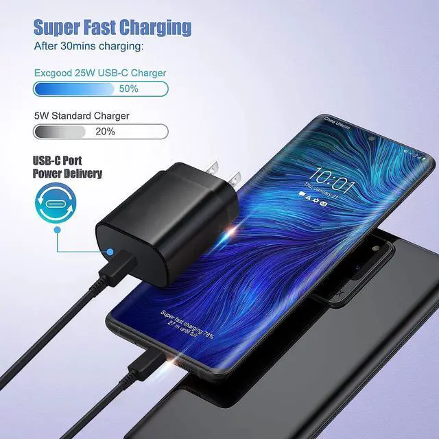 Alt view image 3 of 7 - KEHIPI 25W Super Fast-Charging USB-C Charger Fit for Samsung Galaxy A16 A15 5G SM-A166, SM-A165, SM-A156, SM-A155 Android Phone Type C Power Adapter Charging Cord Cable (6.6Ft)