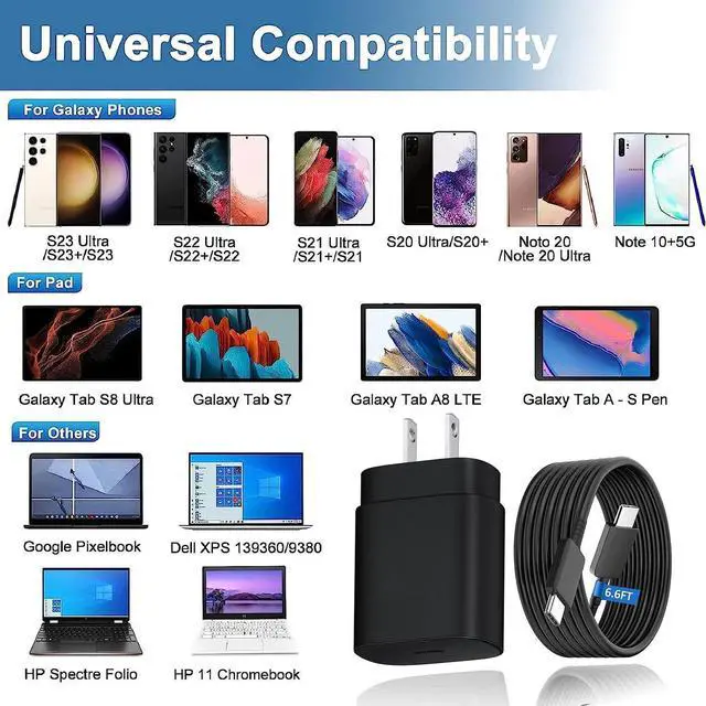 Alt view image 2 of 7 - KEHIPI 25W Super Fast-Charging USB-C Charger Fit for Samsung Galaxy A16 A15 5G SM-A166, SM-A165, SM-A156, SM-A155 Android Phone Type C Power Adapter Charging Cord Cable (6.6Ft)