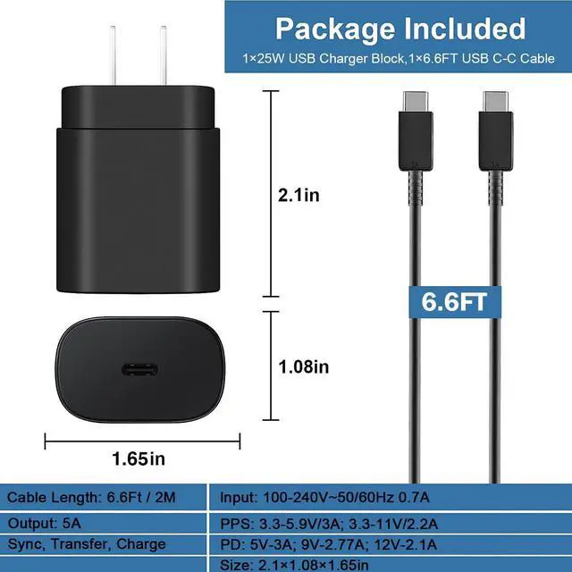 Alt view image 4 of 7 - KEHIPI 25W Super Fast-Charging USB-C Charger Fit for Samsung Galaxy A16 A15 5G SM-A166, SM-A165, SM-A156, SM-A155 Android Phone Type C Power Adapter Charging Cord Cable (6.6Ft)