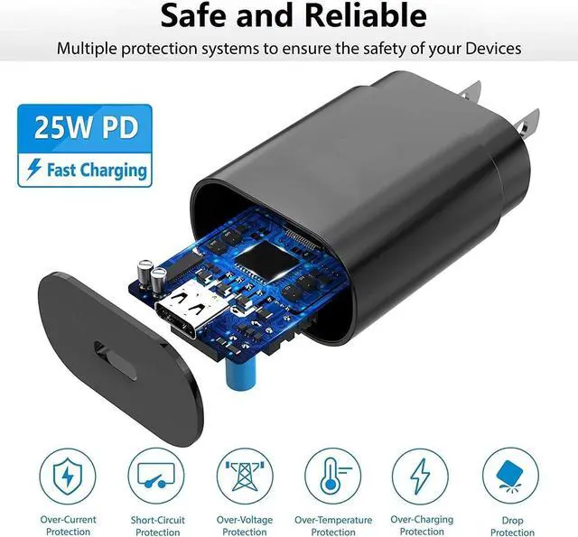 Alt view image 6 of 7 - KEHIPI 25W Super Fast-Charging USB-C Charger Fit for Samsung Galaxy A16 A15 5G SM-A166, SM-A165, SM-A156, SM-A155 Android Phone Type C Power Adapter Charging Cord Cable (6.6Ft)
