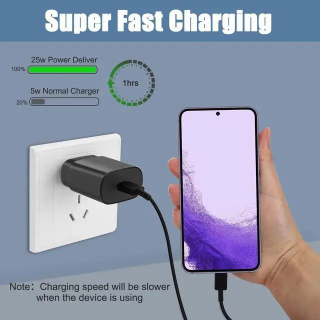 Alt view image 7 of 7 - KEHIPI 25W Super Fast-Charging USB-C Charger Fit for Samsung Galaxy A16 A15 5G SM-A166, SM-A165, SM-A156, SM-A155 Android Phone Type C Power Adapter Charging Cord Cable (6.6Ft)