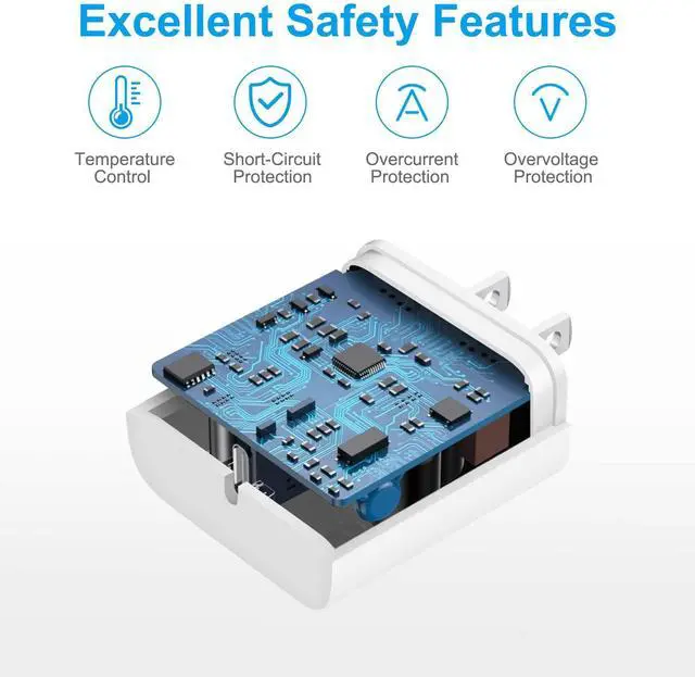 Alt view image 3 of 7 - KEHIPI i Phone 15 Charger Fast Charging - 20W USB C Wall Charger Block with 6Ft Type C Cable Compatible with iPhone 15/15 Pro/15 Pro Max, iPad Pro, Air 5/4, 10th, Samsung Galaxy and Android Phone