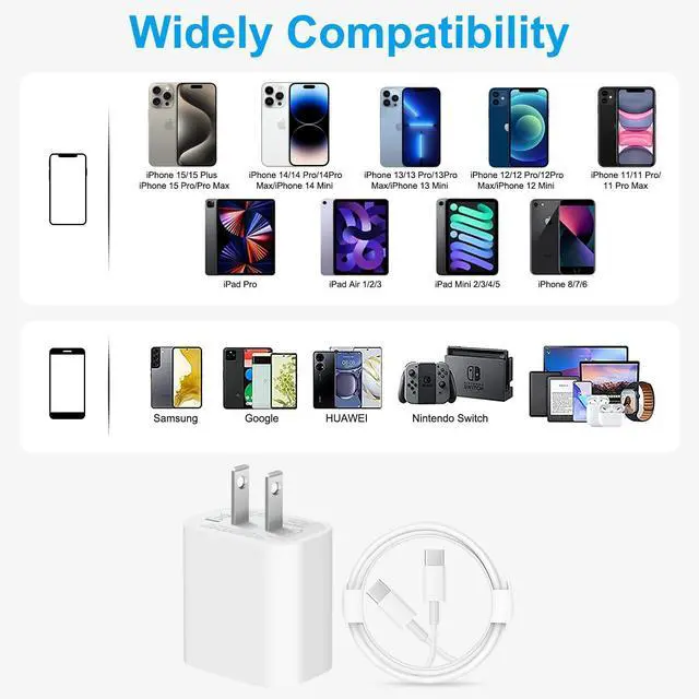 Alt view image 6 of 7 - KEHIPI i Phone 15 Charger Fast Charging - 20W USB C Wall Charger Block with 6Ft Type C Cable Compatible with iPhone 15/15 Pro/15 Pro Max, iPad Pro, Air 5/4, 10th, Samsung Galaxy and Android Phone