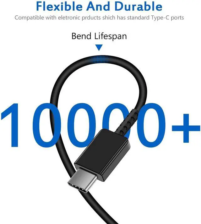 Alt view image 7 of 7 - KEHIPI Type C Charger Fast Charging for Samsung - 25W USB C Charger Block,Android Phone Wall Charging with 6Ft Type C to C Cable for Galaxy S25 Ultra/S25/S25+/S24 Ultra/S24/S24+/S23/S22/Note 20(Black)