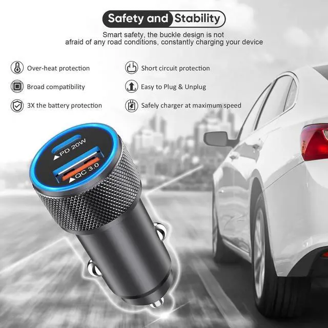 Alt view image 4 of 7 - KEHIPI 38W Car Charger for Apple Watch,Fast USB C Car Charger PD&QC3.0 Dual Port Charging Adapter,6 Foot USB-C to Lightning Cable with Fast Charging Cable for iWatch Series 10/9/8,iPhone 14/13