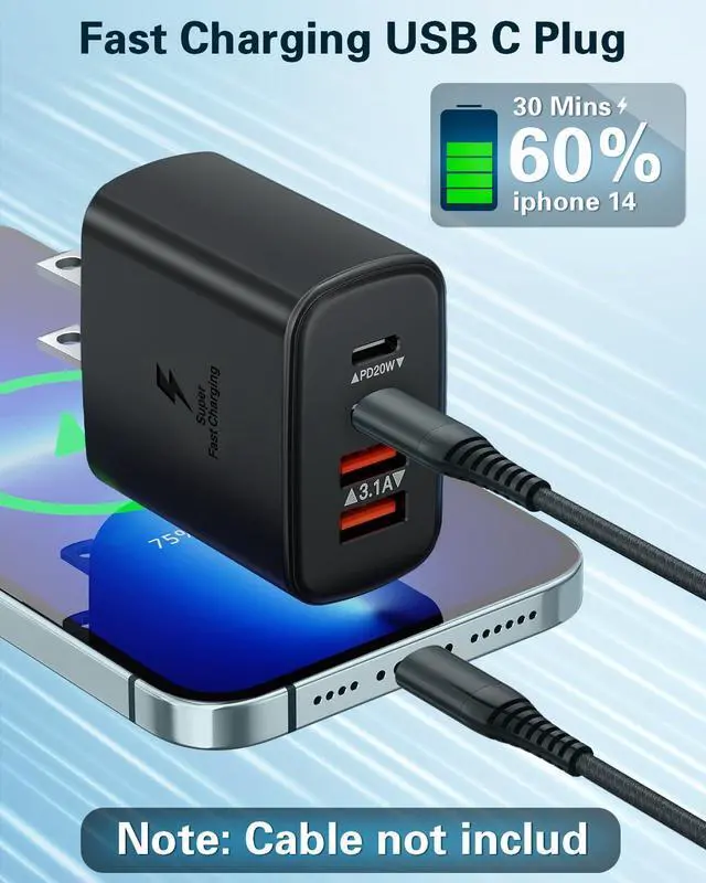 Alt view image 2 of 7 - KEHIPI USB C Wall Charger Block, 40W USB C Fast Charging Block,4-Port PD Power Adapter + QC Wall Plug Multiport Type C Charging Block Cube Compatible with iPhone 15 14 13 12 11 Pro Max XR XS 8,Samsung