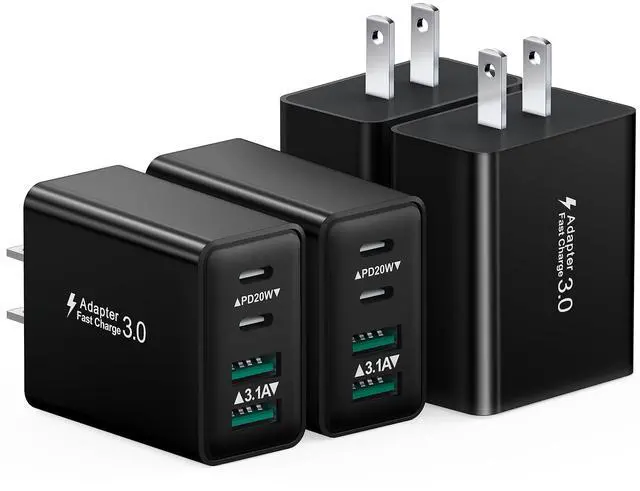 Main image of KEHIPI USB C Charging Block, 4-Pack 40W 4 Ports USBC Fast Charger Block Dual PD Power Adapter +QC 3.0 USB Wall Plug Multiport Type C Charger Cubes Box for iPhone 16 15 14 13 12 11 Pro Max Plus, iPad