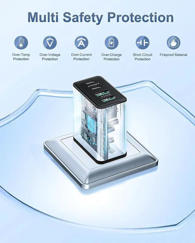 Alt view image 4 of 7 - KEHIPI USB C Charging Block, 4-Pack 40W 4 Ports USBC Fast Charger Block Dual PD Power Adapter +QC 3.0 USB Wall Plug Multiport Type C Charger Cubes Box for iPhone 16 15 14 13 12 11 Pro Max Plus, iPad