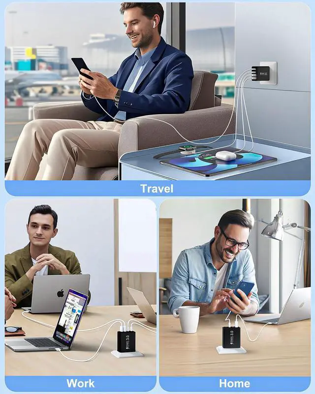 Alt view image 6 of 7 - KEHIPI USB C Charging Block, 4-Pack 40W 4 Ports USBC Fast Charger Block Dual PD Power Adapter +QC 3.0 USB Wall Plug Multiport Type C Charger Cubes Box for iPhone 16 15 14 13 12 11 Pro Max Plus, iPad