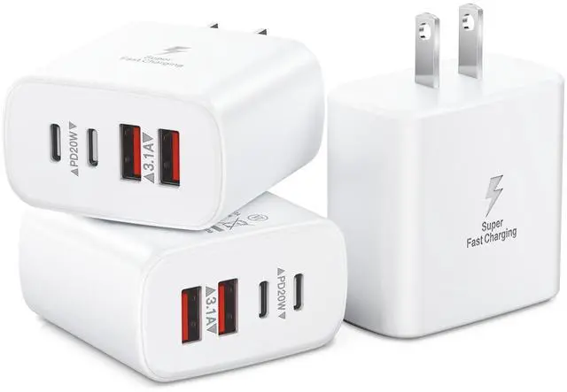 Main image of KEHIPI 3-Pack USB C Charger Block, 40W 4-Port USB C Fast Charging Block Dual Port USBC Power Adapter Multiport Wall Plug Multi Type C Charging Block Cube for iPhone 16 15 14 13 12 11 Pro Max, Samsung