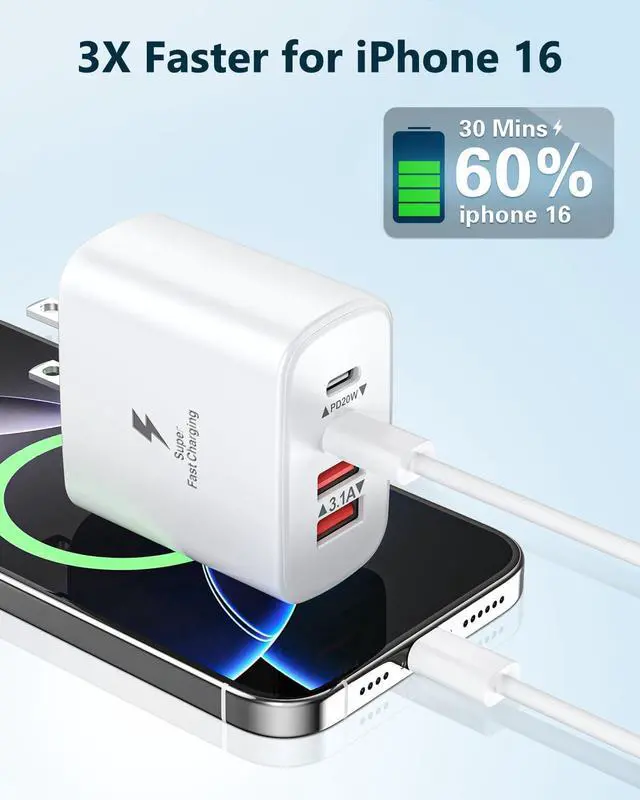 Alt view image 2 of 7 - KEHIPI iPhone 16 15 Charger Fast Charging, 2 Pack 40W USB C Charger Block with 6FT Long Type C Cable Cord Wall Chargers Plug Compatible with iPhone 16/16 Plus/16 Pro/16 Pro Max/15/15 Pro Max/iPad
